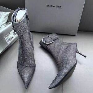 Balenciaga Metallic Gray Heeled Boots